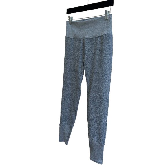 Alo Yoga High Waist Alosoft Lounge Leggings Heather Ribbed Cuff Blue Grey Size L - Picture 7 of 10